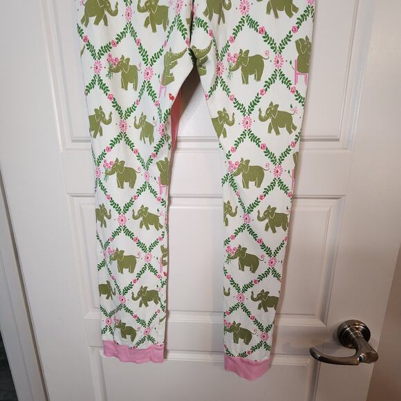 THE BEAUFORT BONNET COMPANY PAJAMA SET WOMENS SMALL PIMA PINK/GRN ELEPHANT PRINT - Picture 16 of 16